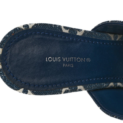 Louis Vuitton Denim Monogram Silhouette Mules 39 Navy Blue 7 of 8