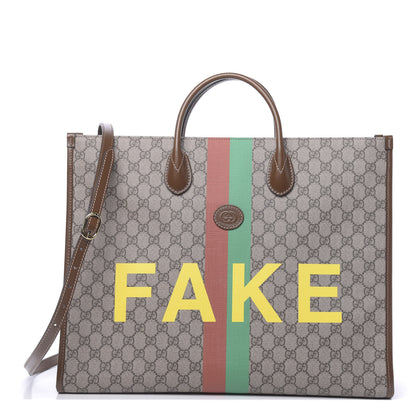 Gucci GG Supreme Monogram Fake/Not Large Retro Interlocking G Tote Bag Beige Brown Sugar 1 of 11