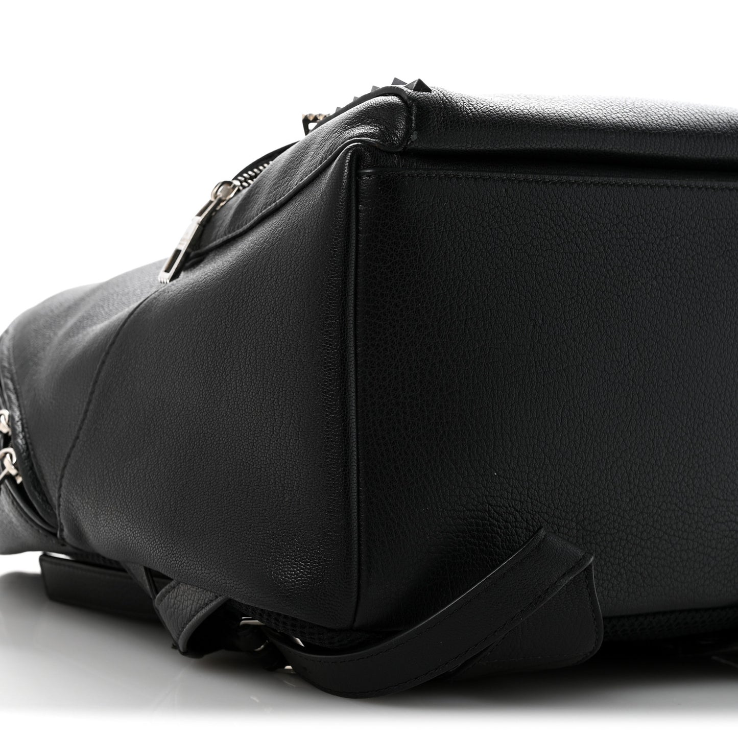 Grained Calfskin Rockstud Backpack Black