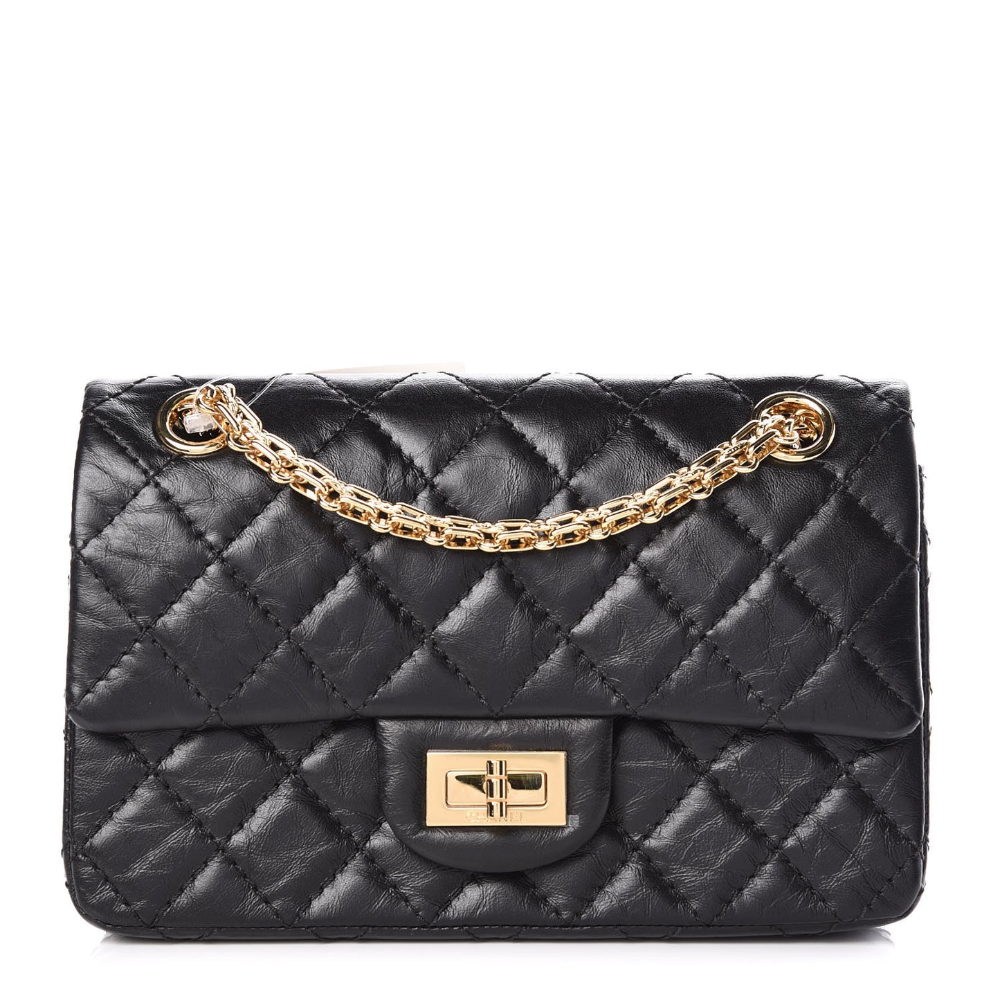 Aged Calfskin Quilted 2.55 Reissue Mini Flap Black