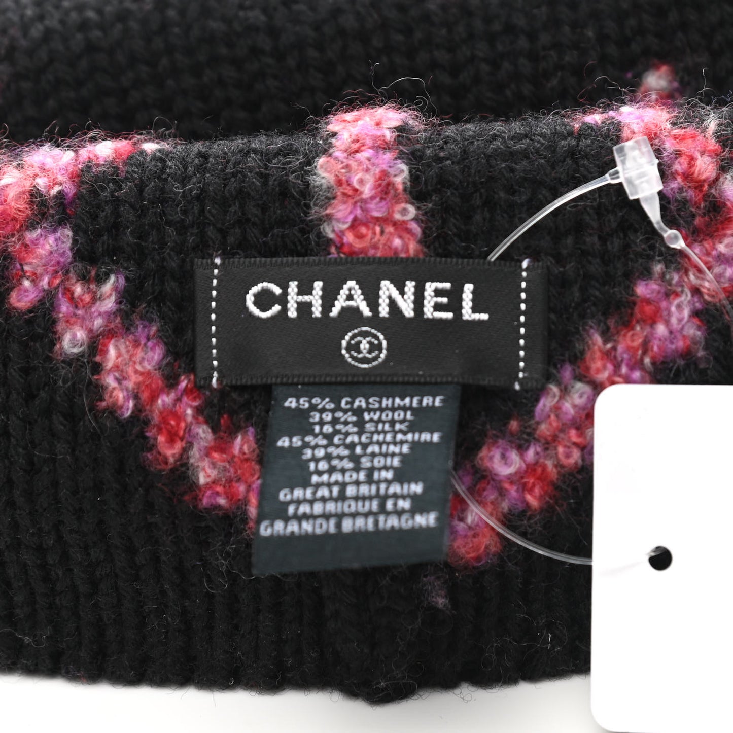 Cashmere Logo Beanie Hat Dark Pink Black