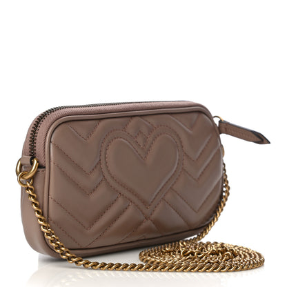 Gucci Calfskin Matelasse Mini GG Marmont Chain Crossbody Bag Porcelain Rose 2 of 7