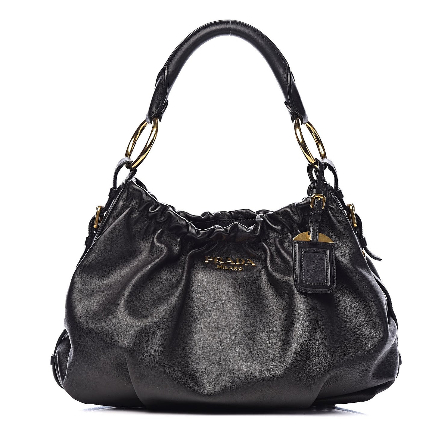 Soft Calfskin Pleated Hobo Black