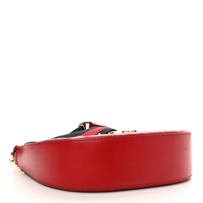 Gucci Guccissima Web Medium Padlock Messenger Shoulder Bag Hibiscus Red 4 of 16