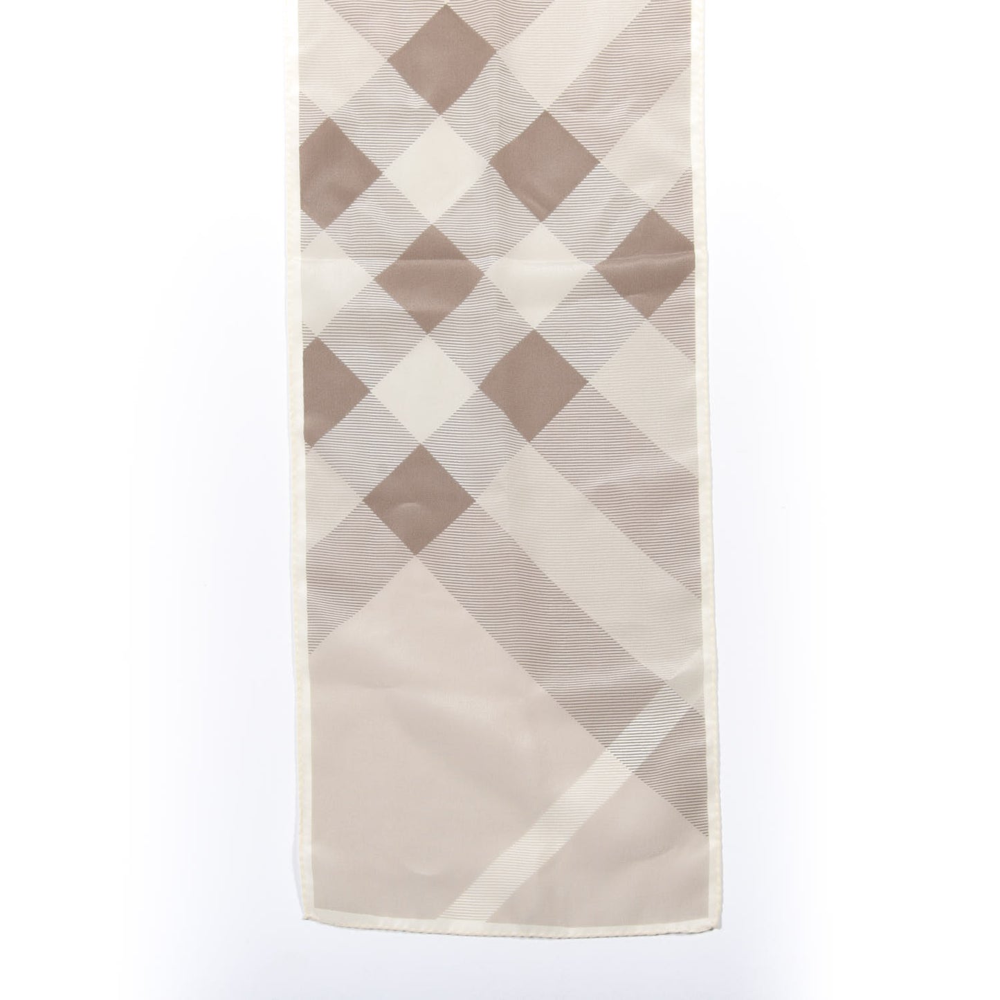 Silk Giant Check Scarf Pale Stone