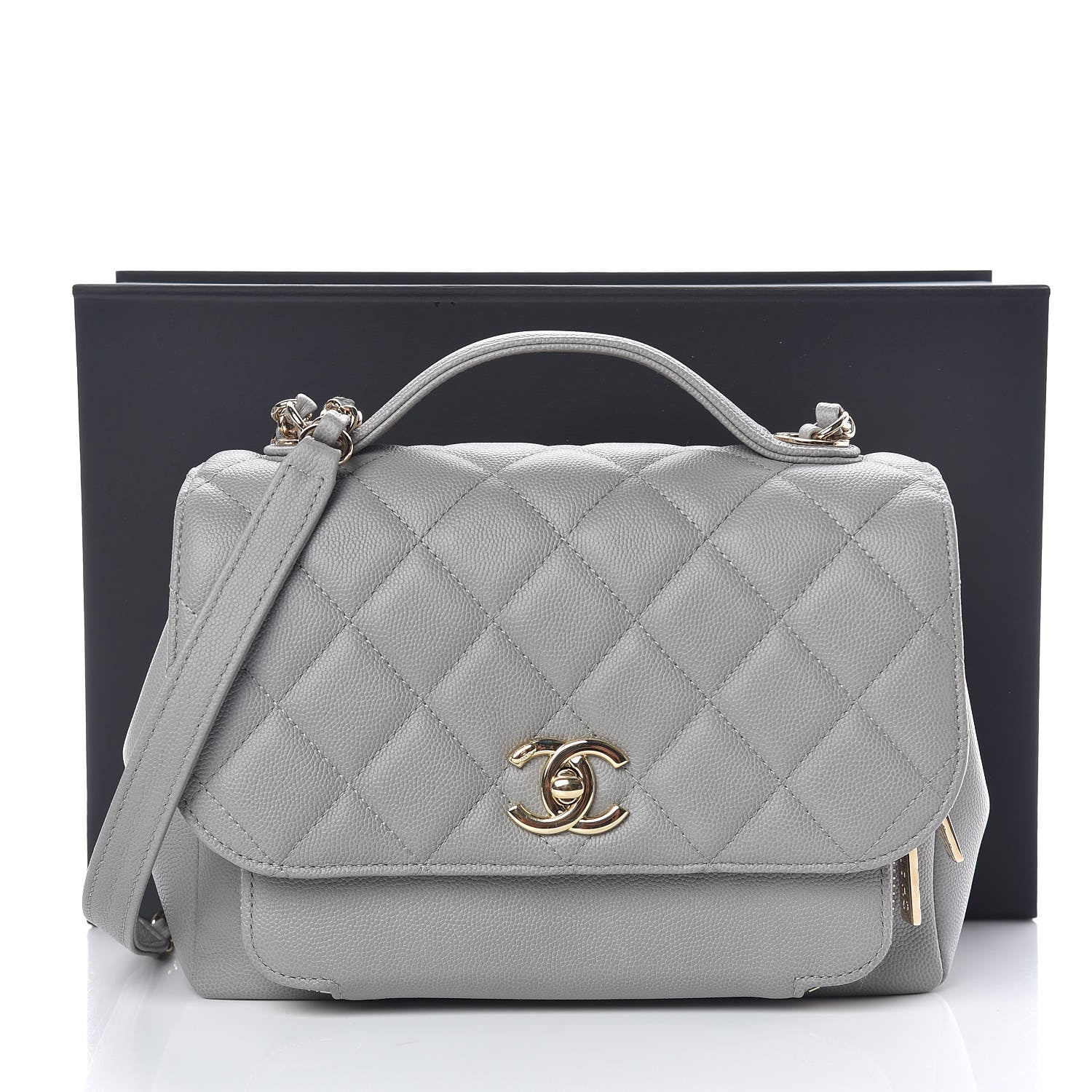 Chanel Caviar Quilted Medium Business Affinity Flap Grey 11 of 11