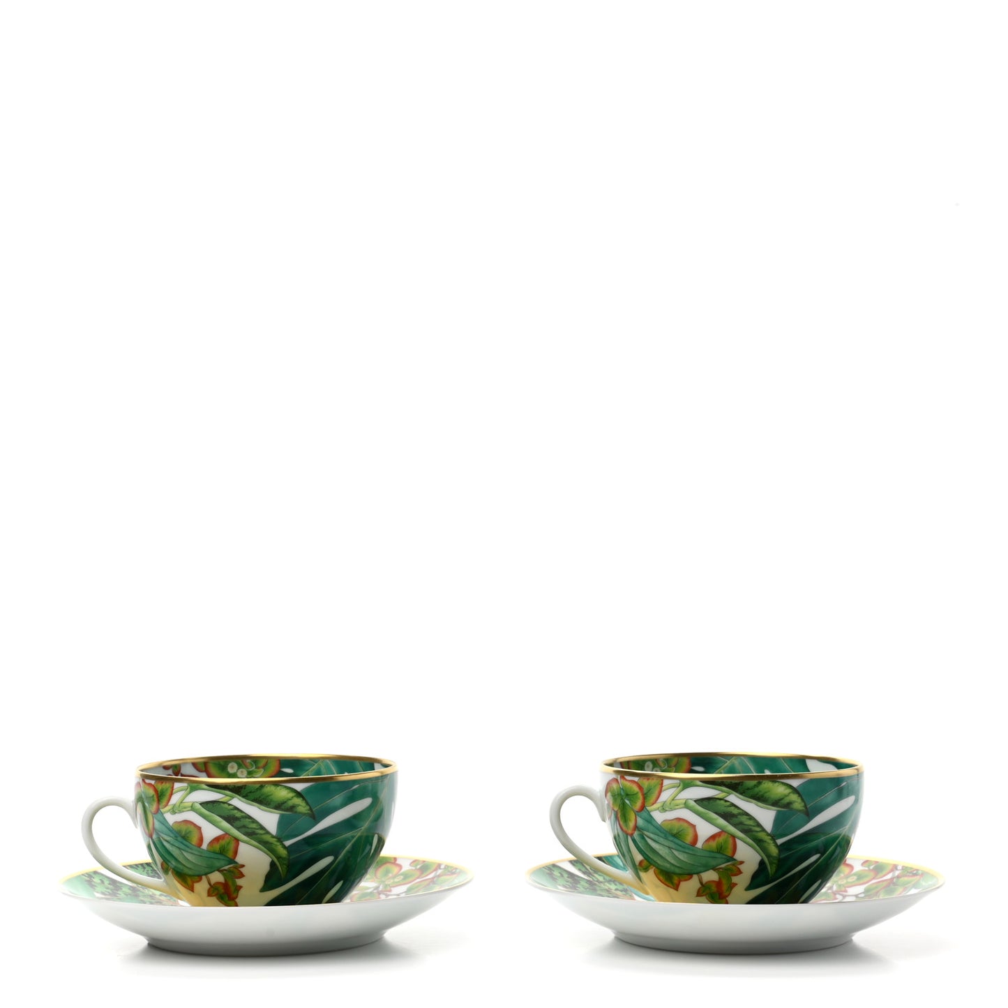 Porcelain Passifolia Tea Cup And Saucer Set Of 2