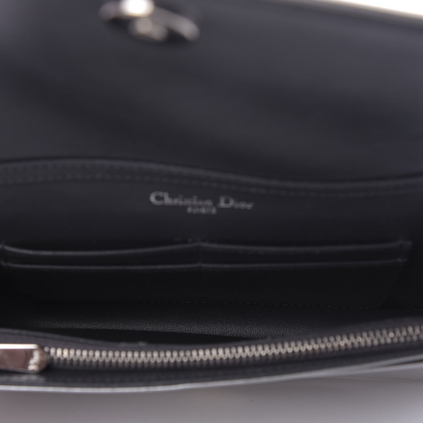 Metallic Patent Micro-Cannage Diorama Wallet on Chain Pouch Silver