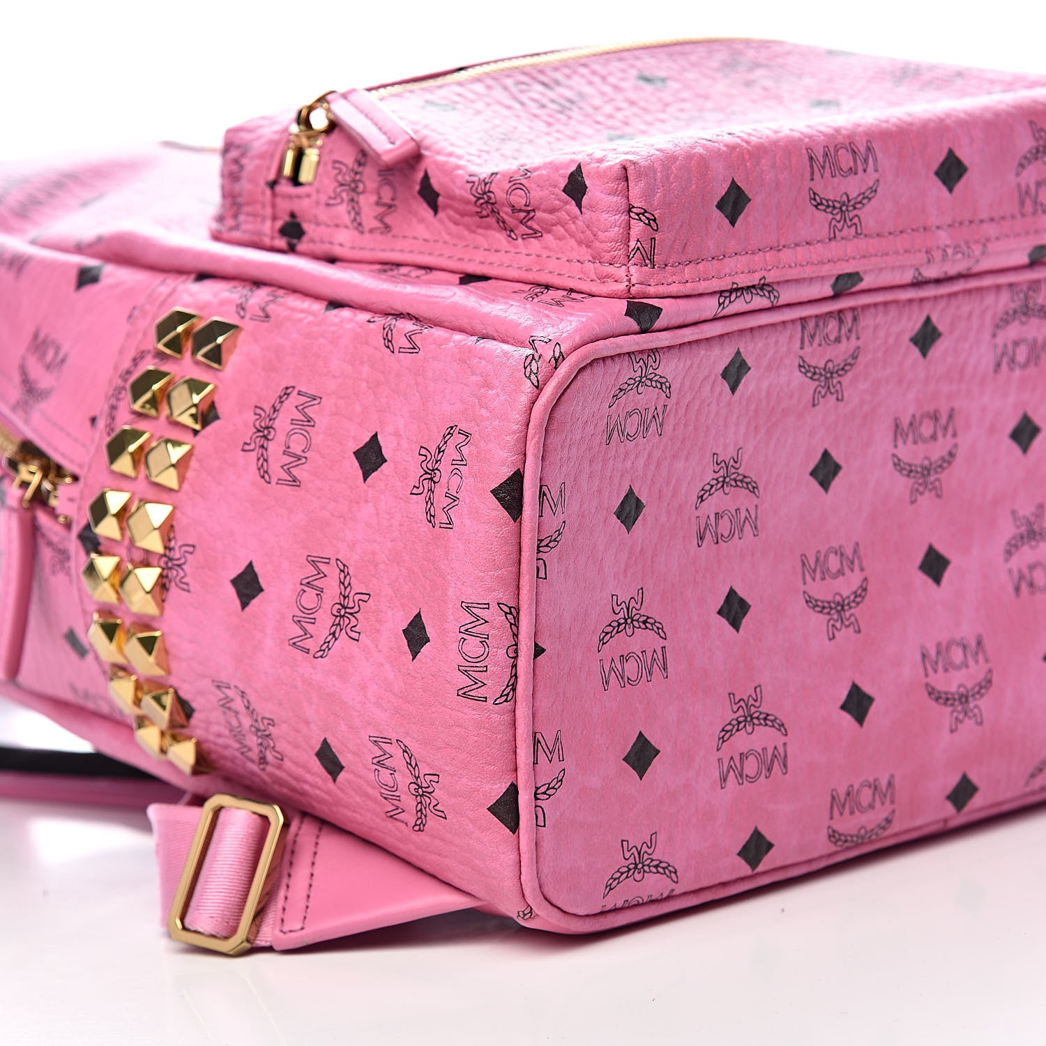 MCM Visetos Small Side Stud Stark Backpack Pink 8 of 11