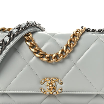 Chanel Lambskin Quilted Chanel 19 Wallet On Chain WOC Light Blue 9 of 13