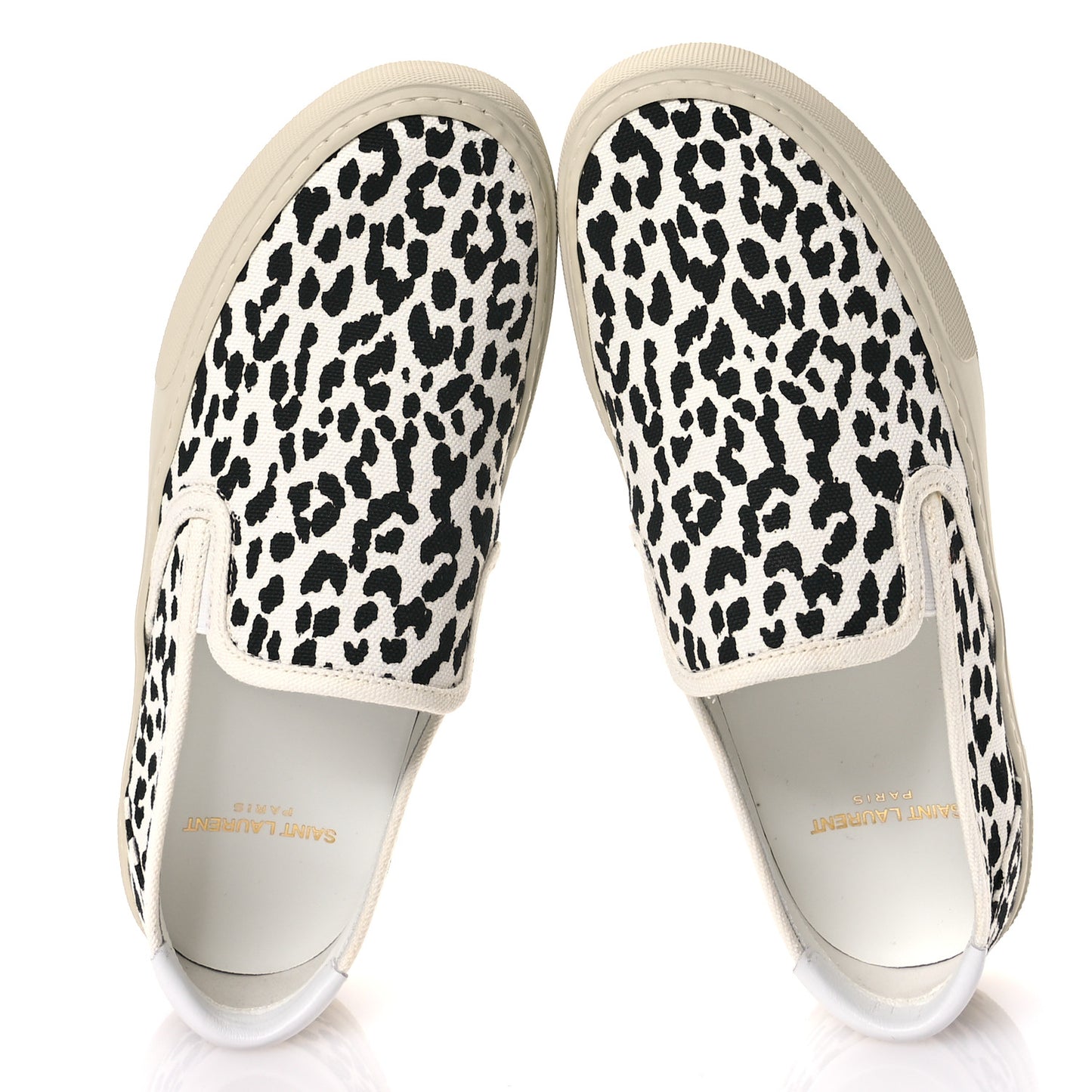 Canvas Babycat Print Venice Slip On Sneakers 37 Black White