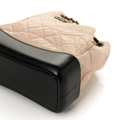 Chanel Aged Calfskin Quilted Small Gabrielle Backpack Beige Black 12 of 12
