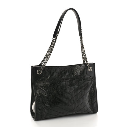 Saint Laurent Crinkled Calfskin Matelasse Monogram Medium Niki Shopper Tote Black 3 of 10