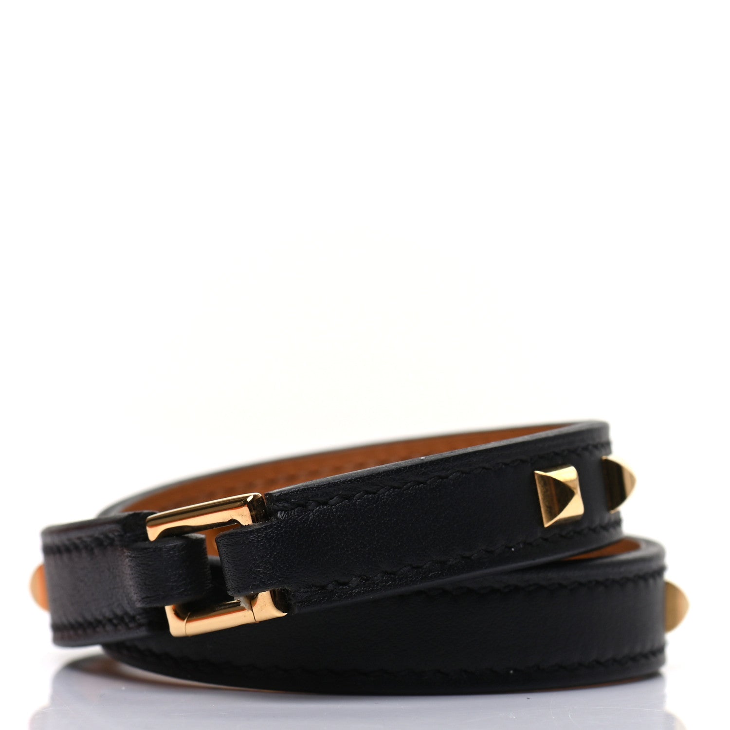 Hermes Swift Studded Rivale Double Tour Bracelet T3 Black 3 of 6