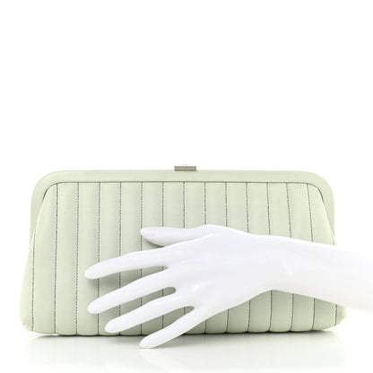 Chanel Lambskin Vertical Quilted Mademoiselle Clutch Light Green 2 of 10