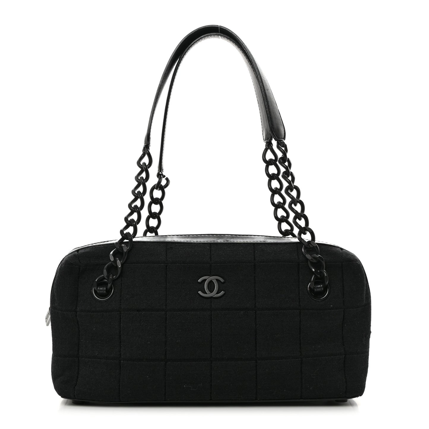 Jersey Quilted Chocolate Bar Shoulder Bag Black
