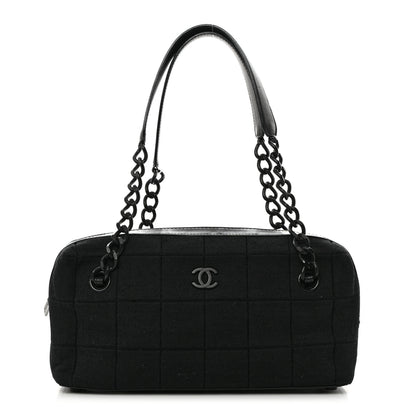 Chanel Jersey Quilted Chocolate Bar Shoulder Bag Black 1 of 9