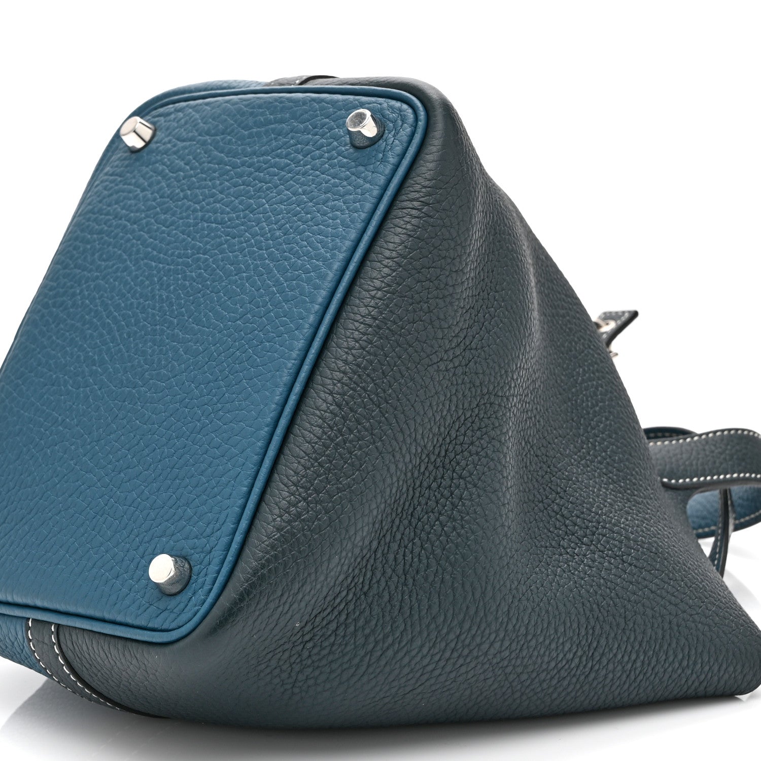 Hermes Taurillon Clemence Casaque Picotin Lock  18 MM Vert Bosphore Deep Bleu 10 of 10