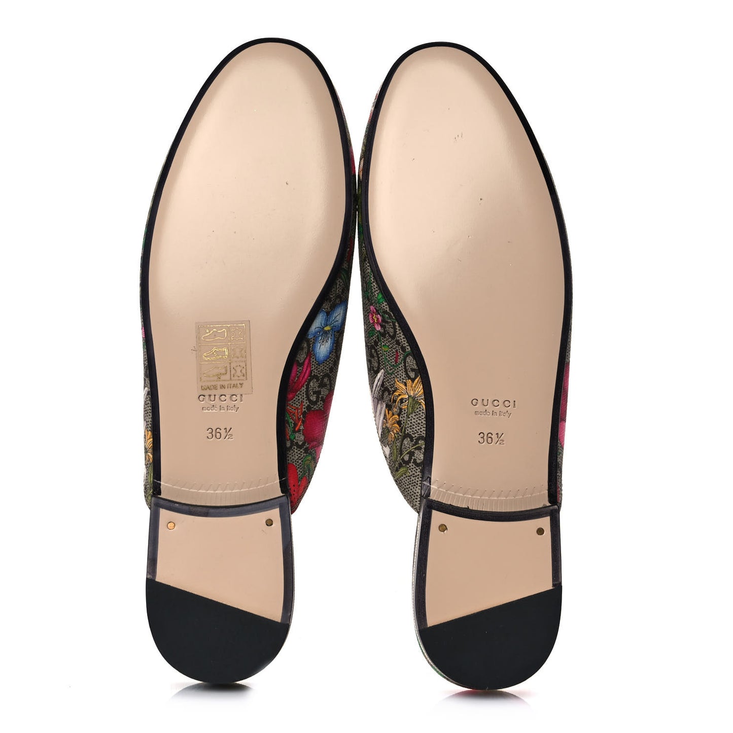 GG Supreme Monogram Flora Womens Princetown Slippers 36.5 Beige Ebony Multicolor Rosso