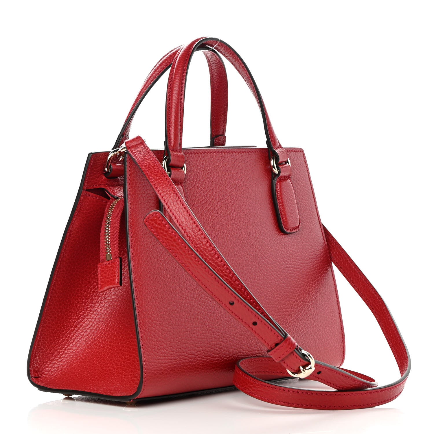 Gucci Dollar Calfskin Medium Soho Top Handle Satchel Hibiscus Red 3 of 10