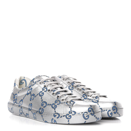 Gucci Miro Rubber Wax GucciGhost Print Mens New Ace Sneakers 9 Silver 3 of 9