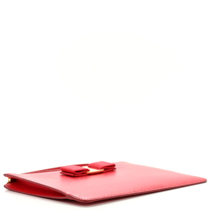 Salvatore Ferragamo Printed Calfskin Vara Bow Wristlet Clutch Red 4 of 9