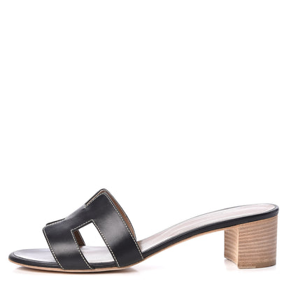 Hermes Calfskin Oasis Sandals 39 Black 1 of 11