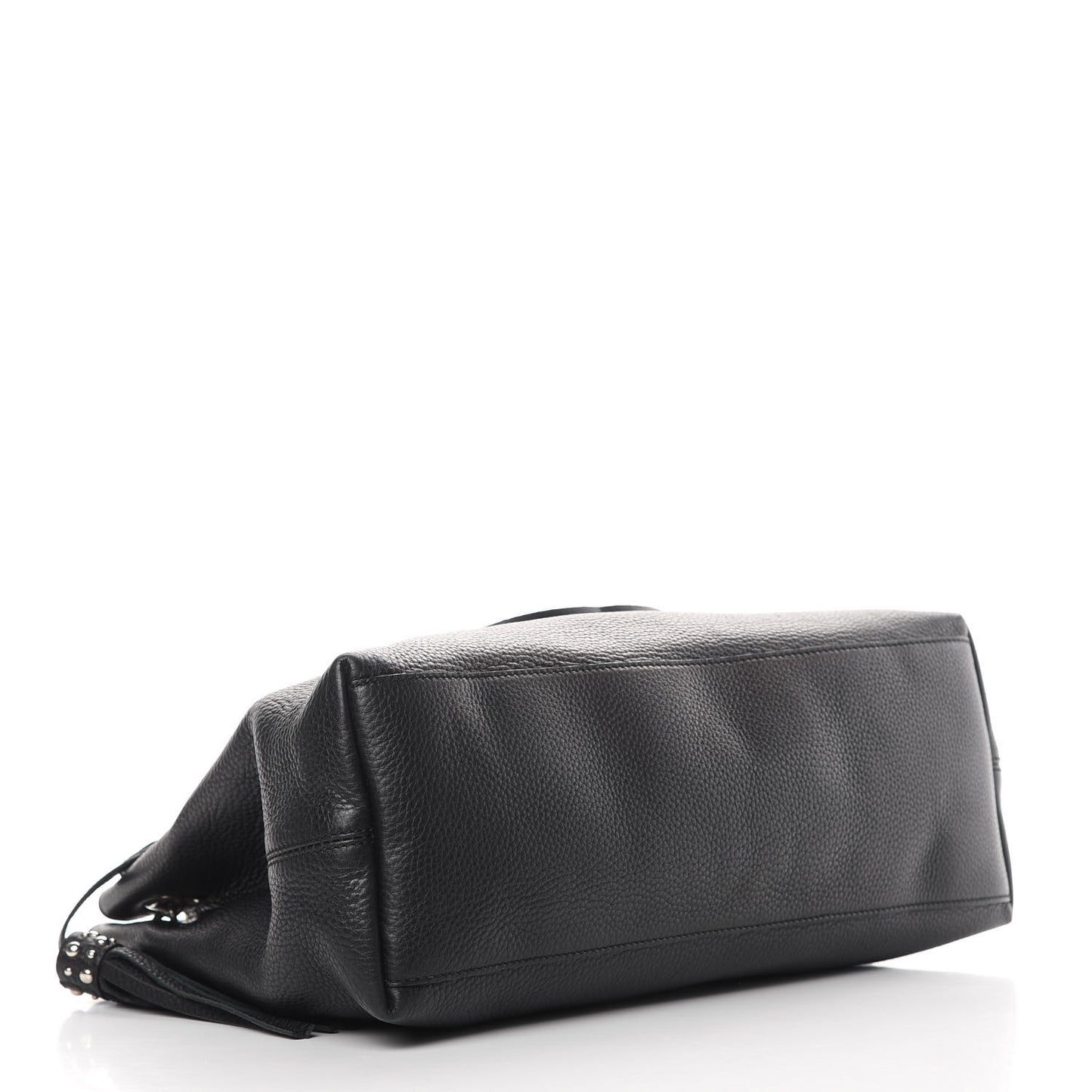 Pebbled Calfskin Studded Medium Soho Chain Shoulder Bag Black