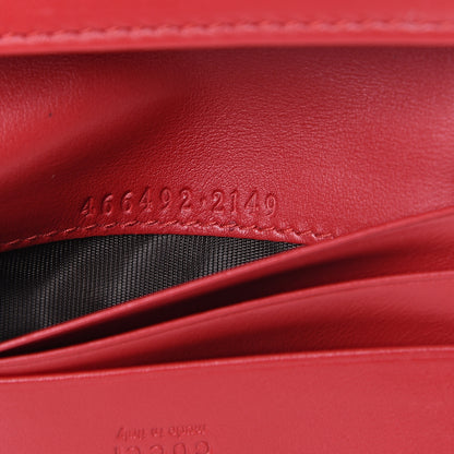 Gucci Calfskin Matelasse GG Marmont Card Case Wallet Hibiscus Red 6 of 8