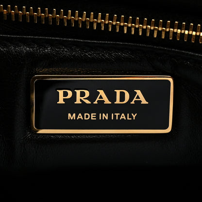 Prada Nappa Soft Padded Logo Embossed Triangle Quilted Small Shoulder Bag Black 6 of 11