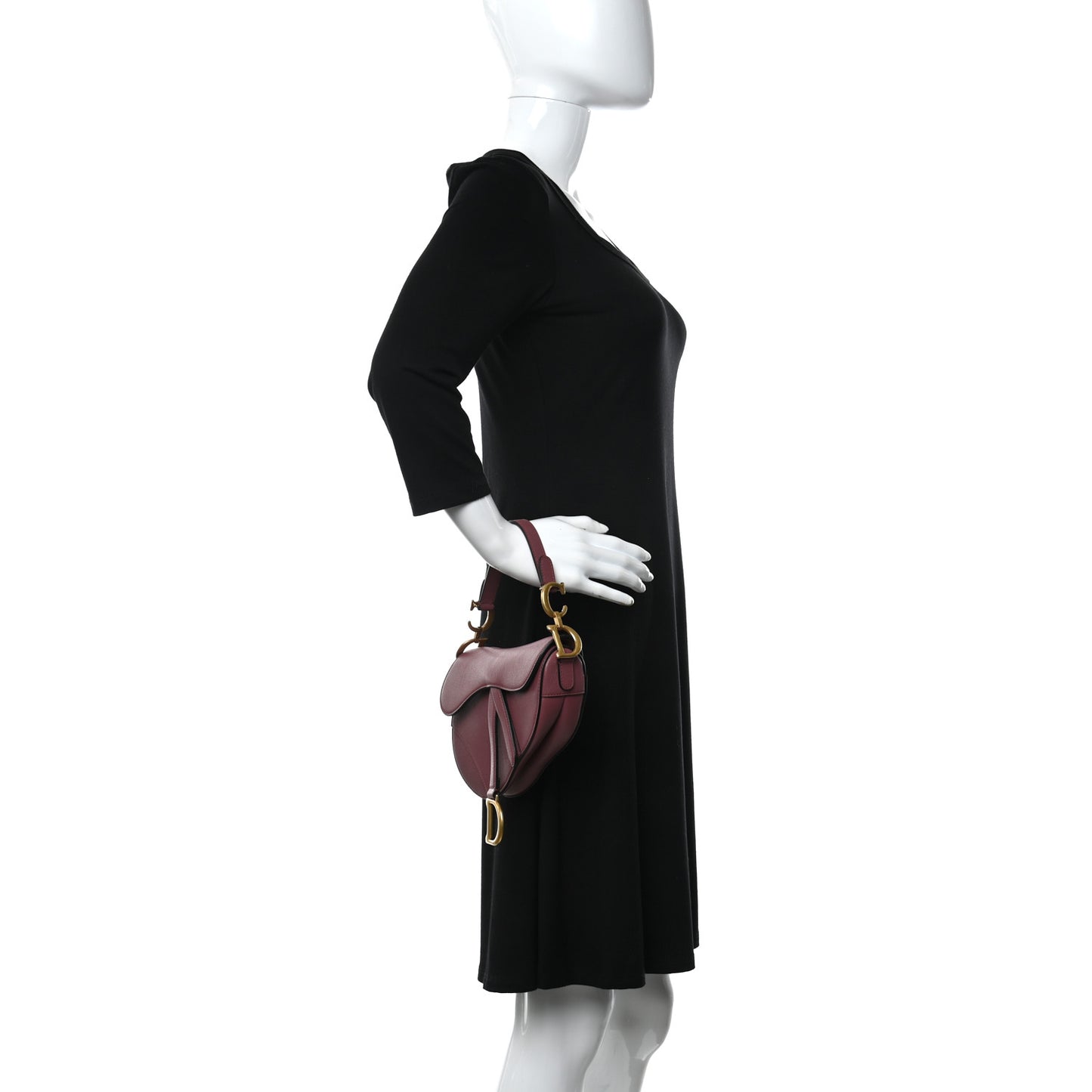Grained Calfskin Mini Saddle Bag Burgundy