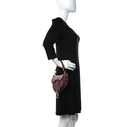 Christian Dior Grained Calfskin Mini Saddle Bag Burgundy 2 of 9