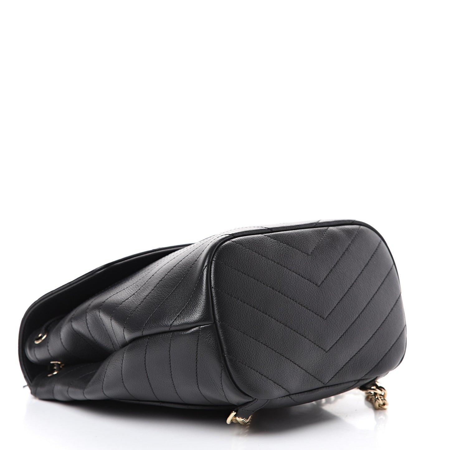 Grained Calfskin Chevron Stitched Backpack Black