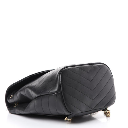 Chanel Grained Calfskin Chevron Stitched Backpack Black 3 of 10