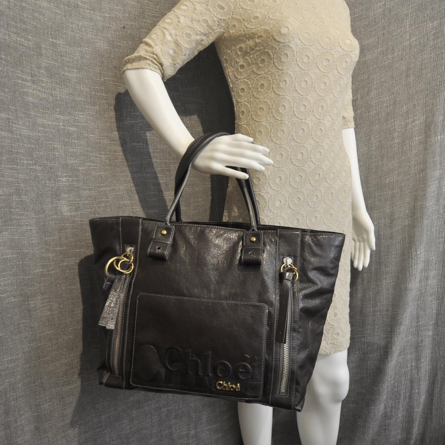 Chloe Leather Eclipse Tote Brown 2 of 10
