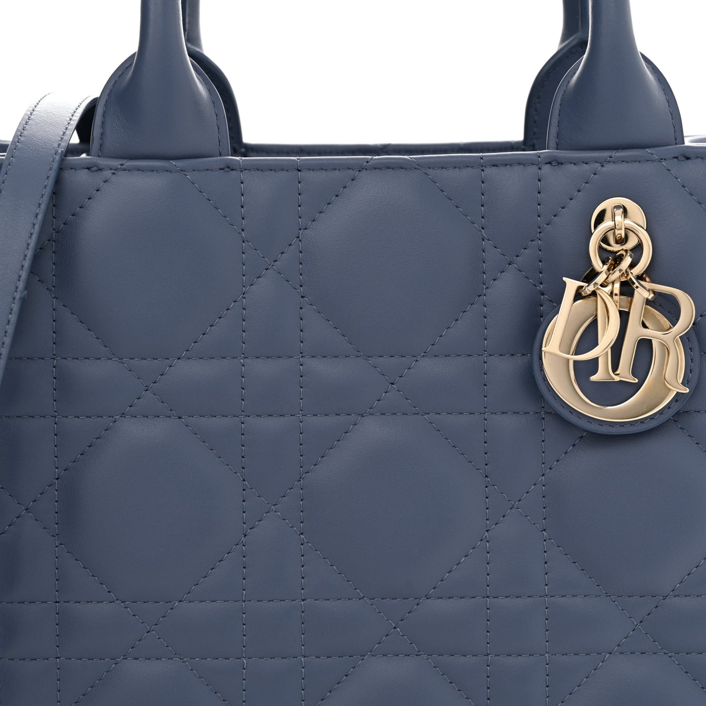 Calfskin Macro Cannage Small Book Tote Denim Blue