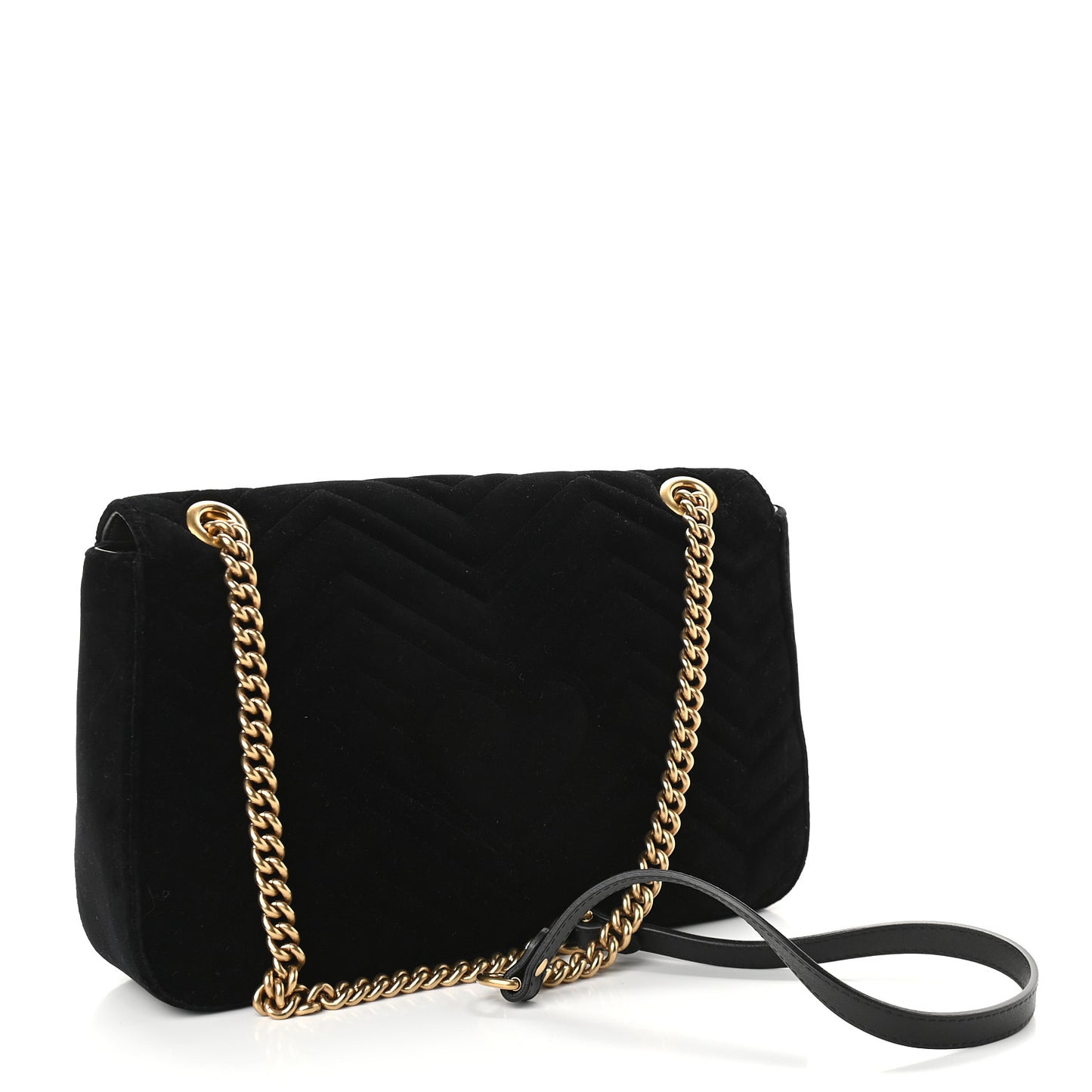 Velvet Matelasse Medium GG Marmont Shoulder Bag Black