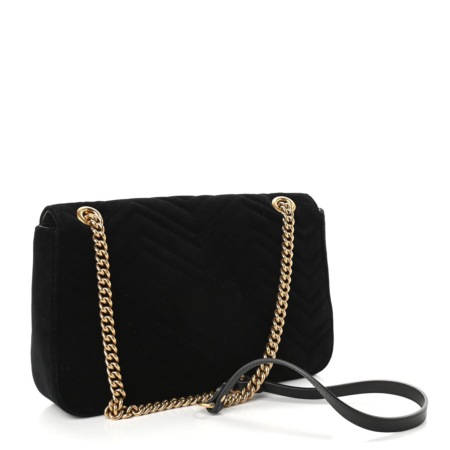 Gucci Velvet Matelasse Medium GG Marmont Shoulder Bag Black 3 of 9