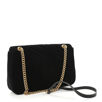 Gucci Velvet Matelasse Medium GG Marmont Shoulder Bag Black 3 of 9
