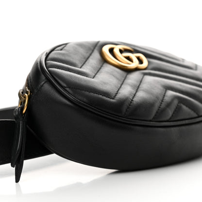 Gucci Calfskin Matelasse GG Marmont Belt Bag 95 38 Black 9 of 11