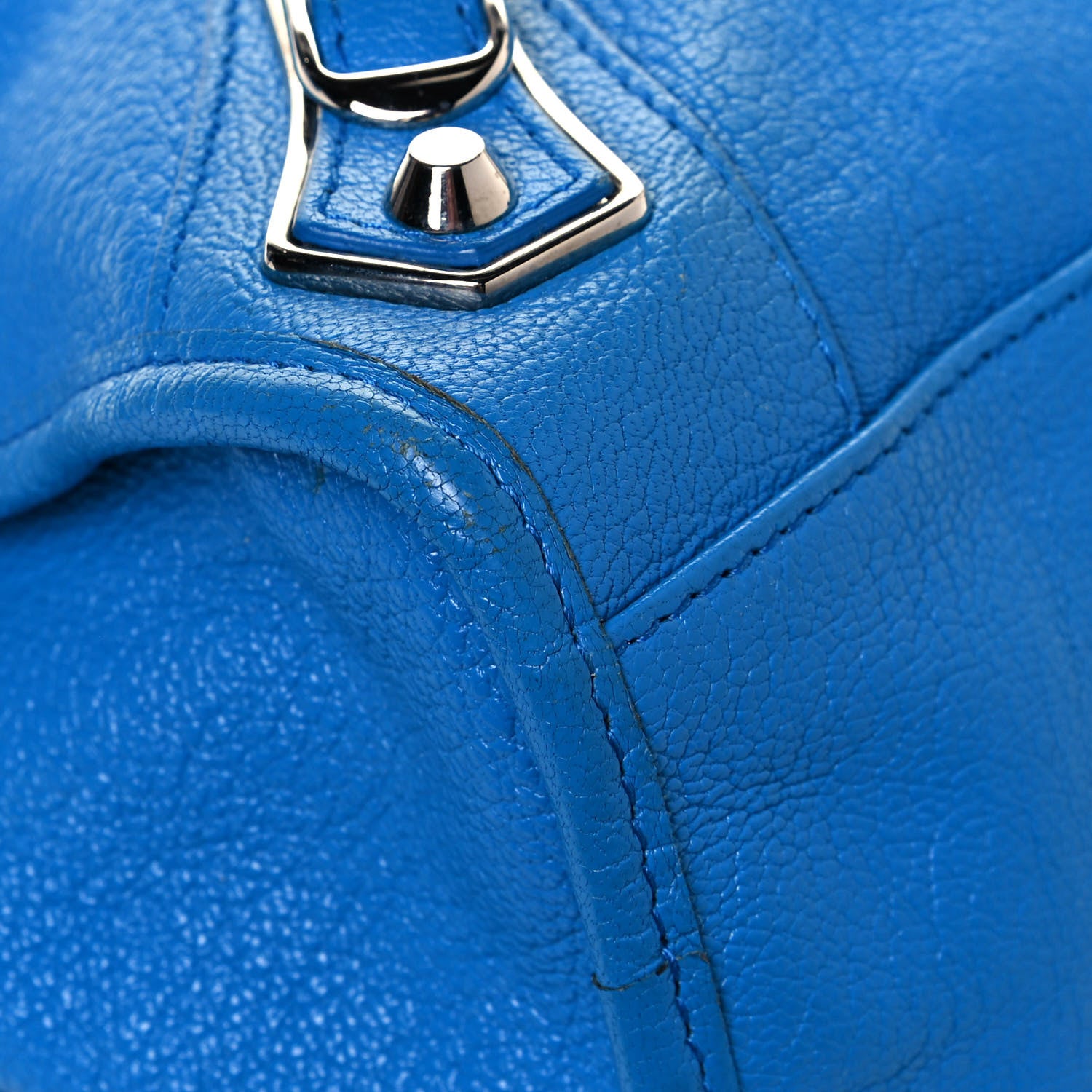 Balenciaga Chevre Silver Metallic Edge Hardware City Bleu Ceylon 8 of 12