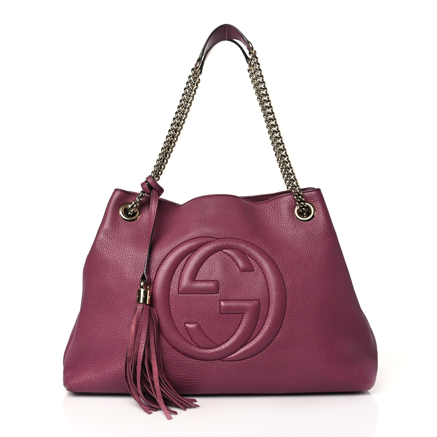 Gucci Pebbled Calfskin Medium Soho Chain Shoulder Bag Peonia Flower 1 of 15