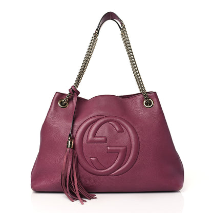 Gucci Pebbled Calfskin Medium Soho Chain Shoulder Bag Peonia Flower 1 of 15