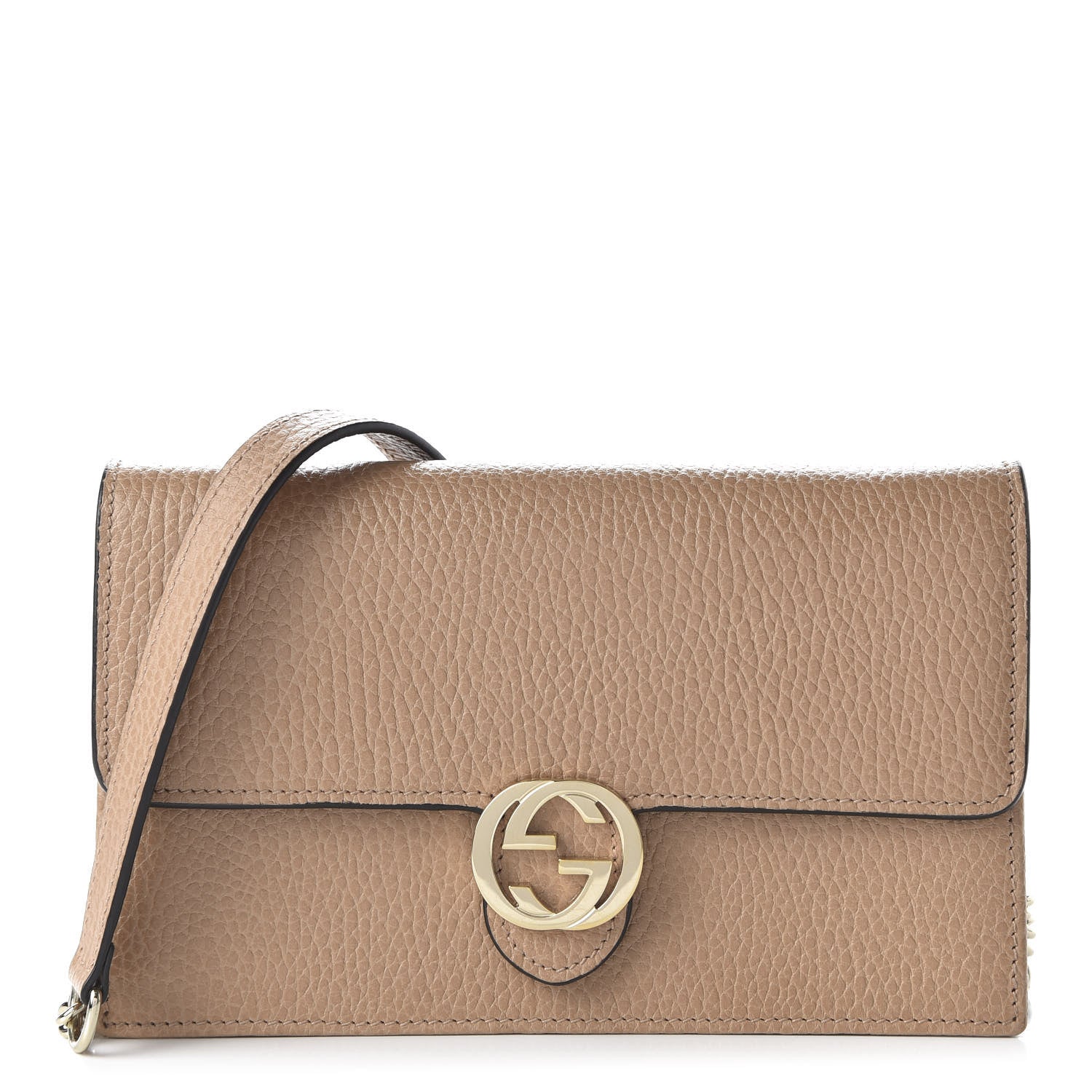 Gucci Dollar Calfskin Interlocking G Chain Wallet Camelia 1 of 9