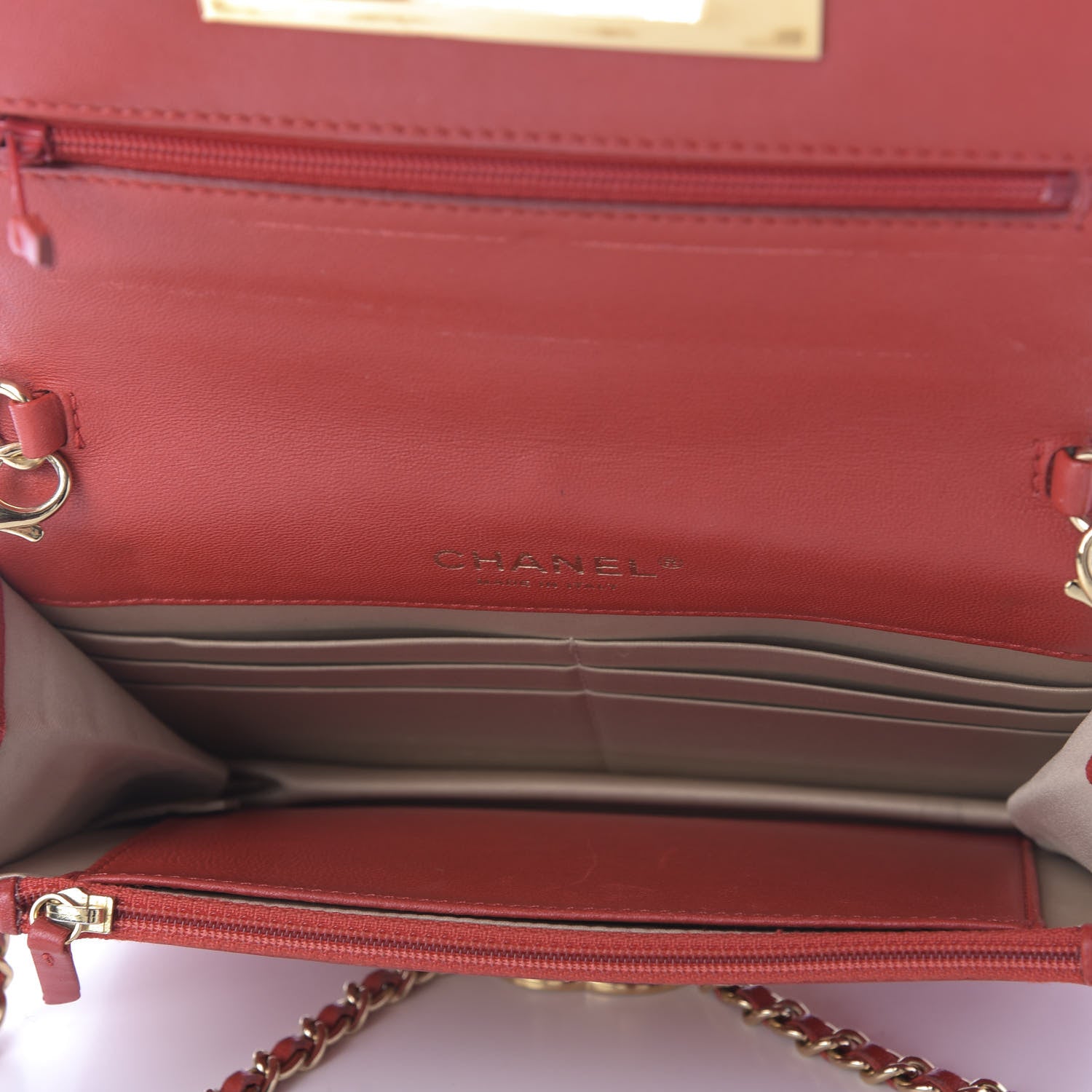 Chanel Lambskin Quilted Golden Class Wallet on Chain WOC Red 5 of 11