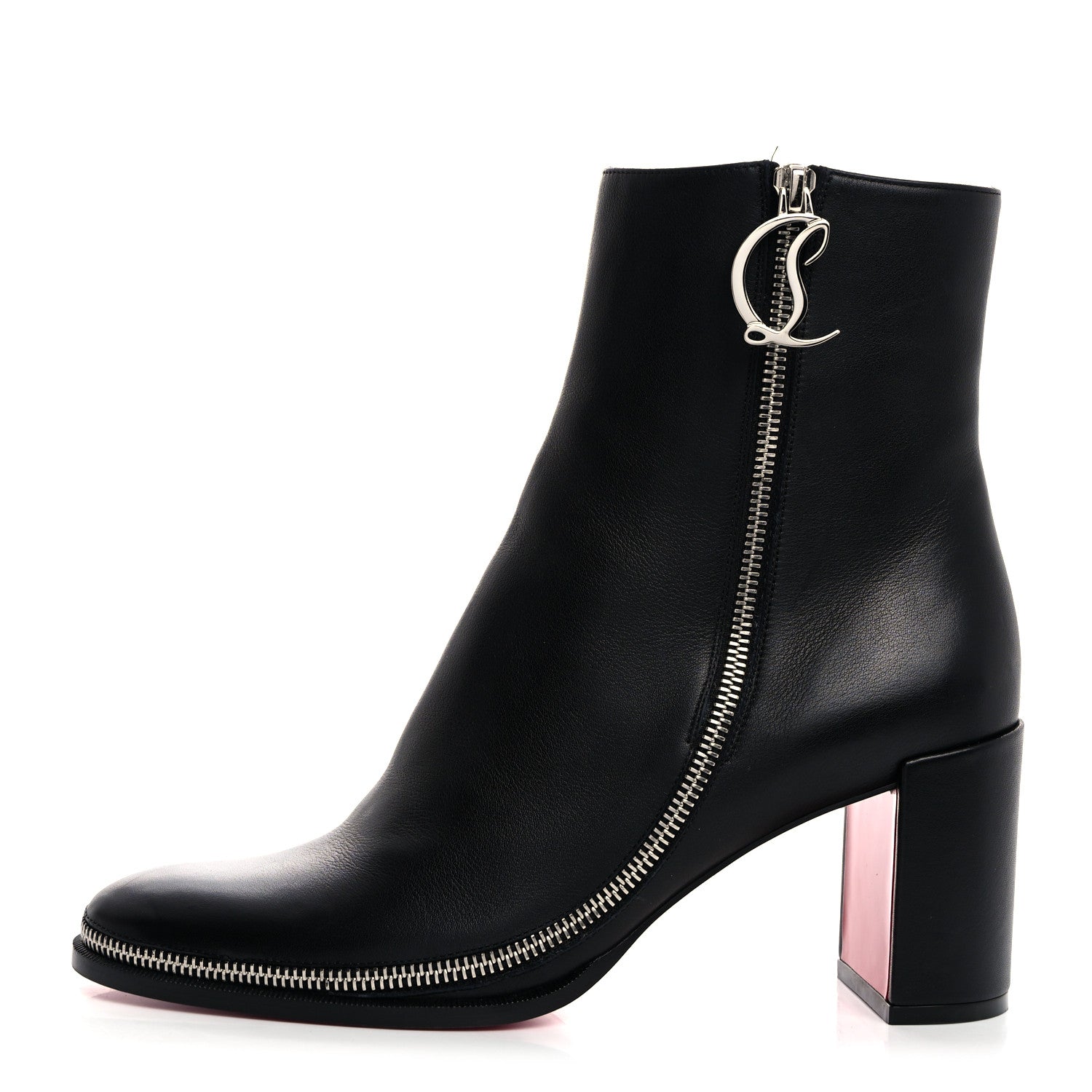 Christian Louboutin Calfskin Zip 70 Booty 40 Black 1 of 7