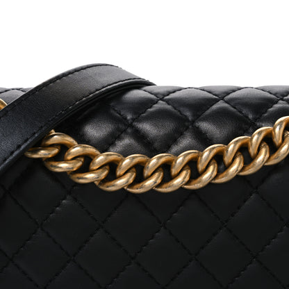 Chanel Lambskin Quilted Medium Chain Around Boy Flap Black 7 of 9