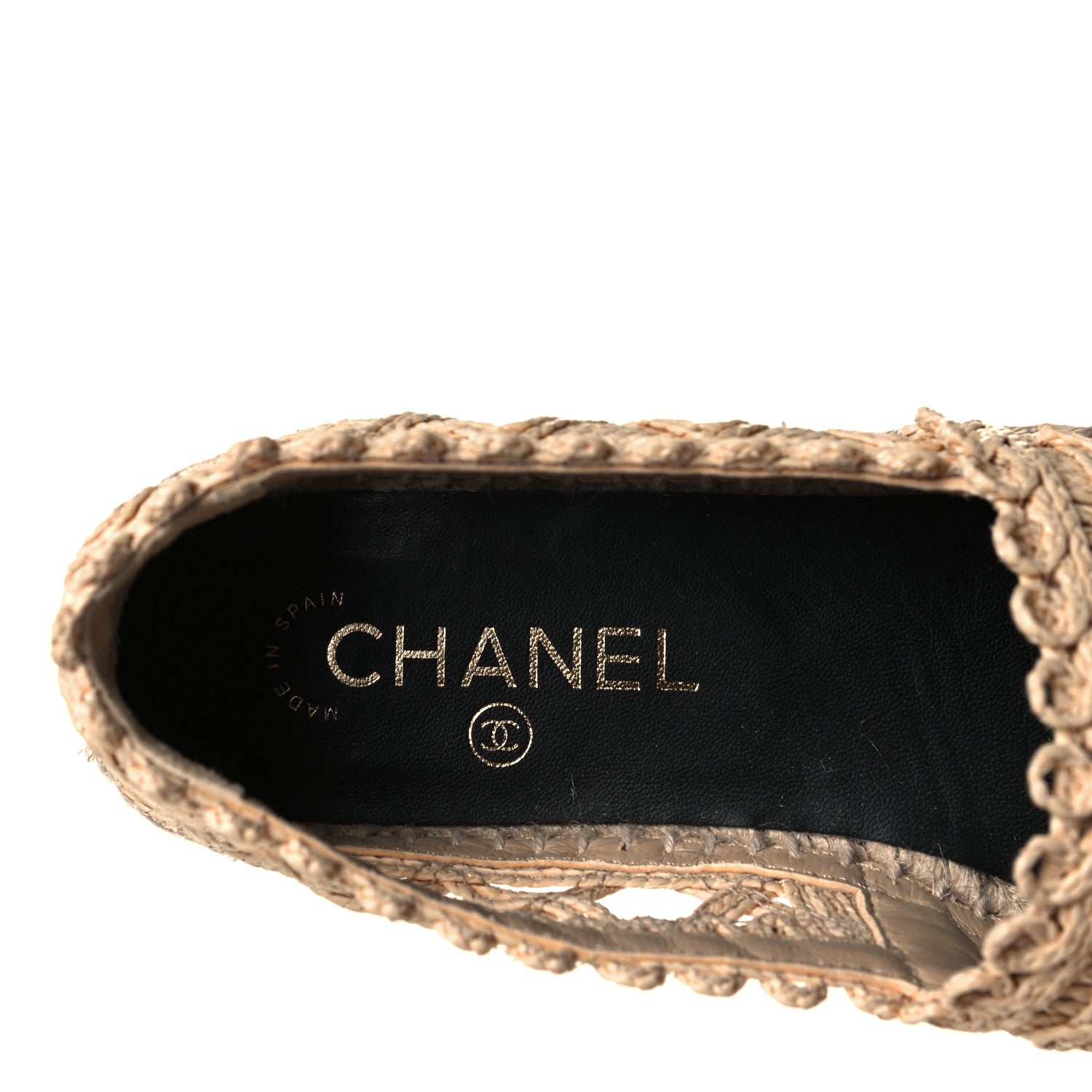 Chanel Woven Fabric Grosgrain CC Espadrilles 39 Beige Black 9 of 9