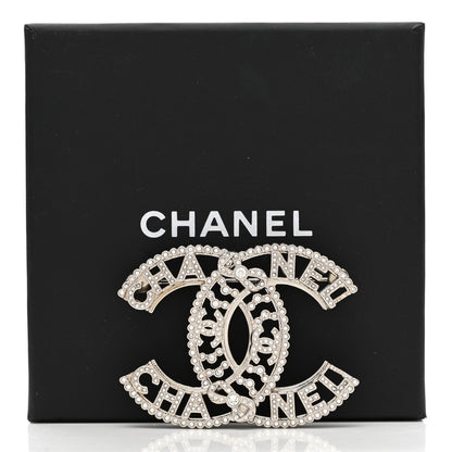 Chanel Metal Crystal CC Bow Coco Logo Brooch Silver 5 of 5