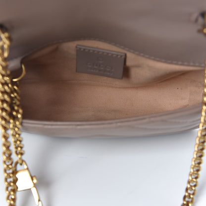 Gucci Calfskin Matelasse Super Mini GG Marmont Shoulder Bag Porcelain Rose 5 of 11